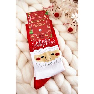 Pánské vánoční bavlněné ponožky se Santa Clauses červene obraz
