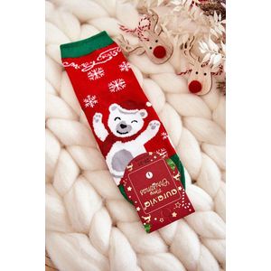 Dětské ponožky "Merry Christmas" Veselý medvěd červene obraz