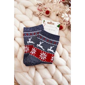 Dámské vánoční ponožky lesklé sobověnámořnická modrá obraz