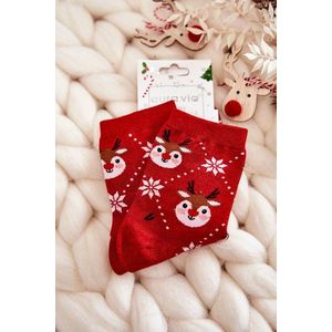 Dámské vánoční ponožky lesklé sobově Červené obraz