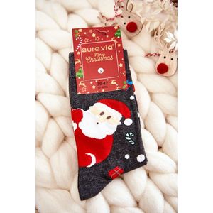 Pánské vánoční bavlněné ponožky s Santa Clausem Tmavě šedá obraz