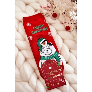 Dětské ponožky "Merry Christmas" Lední medvěd červene obraz