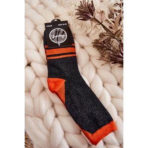 Dámské dvoubarevné ponožky s pruhy Grafit-oranžová obraz