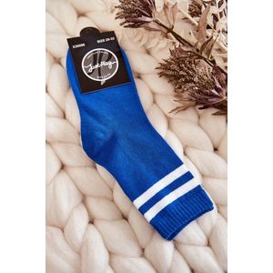 Mládež Bavlněné Sportovní Ponožky S Pruhy Modre obraz