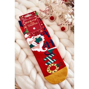 Dámské Ponožky S Vánočním Vzorem "Ho Ho Ho" Červene obraz