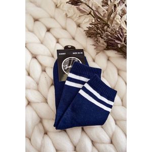 Dámské bavlněné sportovní ponožky s pruhy námořnická modrá obraz