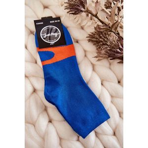 Dámské bavlněné ponožky oranžove vzor modre obraz
