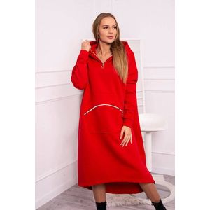 Zateplené šaty s kapucí červené obraz