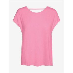 Růžové dámské tričko s výstřihem na zádech obraz