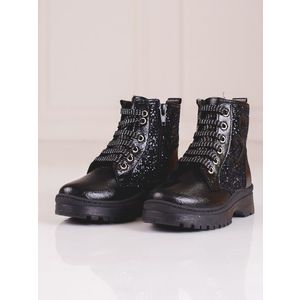 W. POTOCKI Girls' ankle boots with glitter Potocki black obraz
