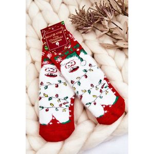Dětské vánoční bavlněné termoaktivní ponožky Yeti Červene obraz