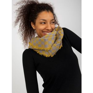Šedožlutý kostkovaný zimní šátek pro ženy obraz