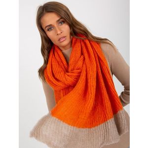 Oranžová a béžová dvoubarevná pletená šála obraz