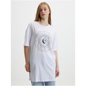 Bílé dámské prodloužené oversize tričko Noisy May Zodiac obraz
