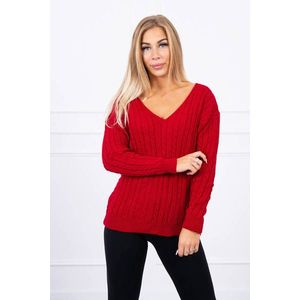 Pletený svetr s výstřihem do V červené barvy obraz