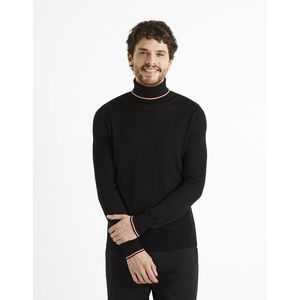 Černý pánský svetr s rolákem a příměsí vlny Celio Deblack obraz