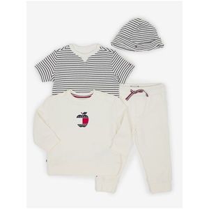 Sada dětského trička, mikiny, tepláků a čepice v modro-bílé a krémové barvě Tommy Hilfiger obraz