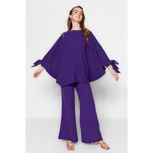 Trendyol Purple Bat Sleeve Woven Aerobin Tunic-Pants Set obraz