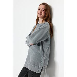 Trendyol Gray Knitted Wash Sweatshirt obraz