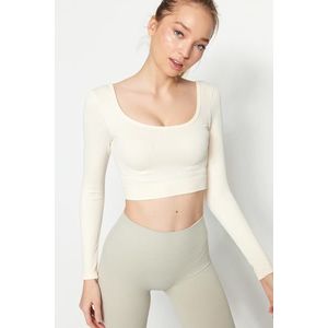 Trendyol Beige Seamless/Seamless Crop Extra Stretchy Knitted Sports Top/Blouse obraz