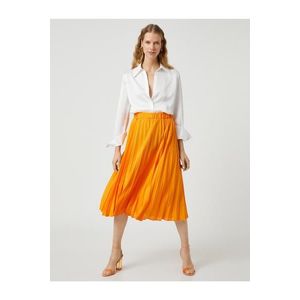 Koton Pleated Midi Length Skirt A-Line with Elastic Waist. obraz