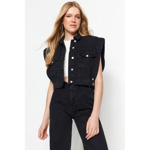 Trendyol Black Button Detailní džínová vesta obraz
