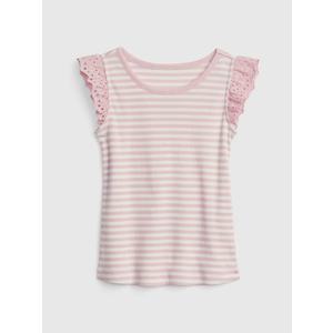 Růžové holčičí tričko pruhované s volánkem GAP obraz