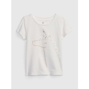 Bílé holčičí tričko s motivem jednorožce GAP obraz