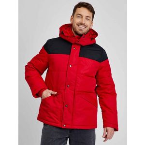 Červeno-černá pánská zimní bunda s kapucí GAP obraz
