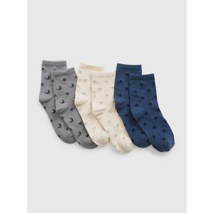 Sada tří dětských vzorovaných ponožek v šedé, krémové a tmavě modré barvě GAP obraz