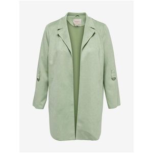 Světle zelený dámský lehký kabát v semišové úpravě ONLY CARMAKOMA Joline obraz