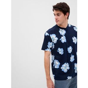 Tmavě modré pánské květované tričko GAP obraz