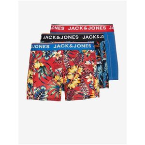 Jack & Jones Sada tří pánských vzorovaných boxerek v červené černé a modré ba - Pánské obraz