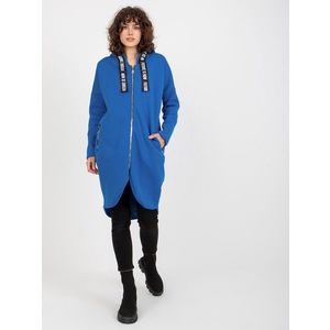 Dámská dlouhá mikina na zip s kapucí - modrá obraz