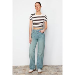 Trendyol Blue Pale Effect Vintage džíny s vysokým pasem a širokými nohavicemi obraz