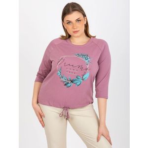 Dámské tričko plus size s 3/4 raglánovým rukávem - pudrová růžová obraz
