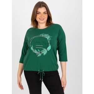 Dámské tričko plus size s 3/4 raglánovým rukávem - zelená obraz