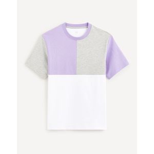 Fialovo-bílé pánské bavlnění tričko Celio Dequoi obraz