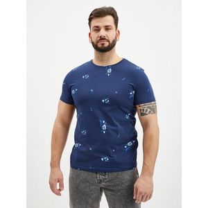 Tmavě modré pánské vzorované tričko Blend - Pánské obraz