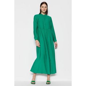Trendyol Green Prevailing Collar Woven Linen Look Shirt Dress obraz