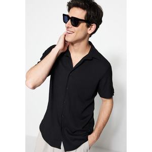 Trendyol černá pravidelně padnoucí texturovaná letní košile obraz