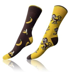 Sada tří párů unisex vzorovaných ponožek v hnědé, žluté, šedé a zelené barvě Bellinda CRAZY SOCKS 3x obraz