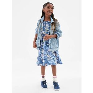 Modré holčičí květované midi šaty s volánem GAP obraz