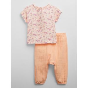 Sada holčičího trička a kalhot v meruňkové a růžové barvě GAP obraz