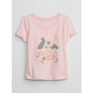 Růžové holčičí tričko s motivem dinosaurů GAP obraz