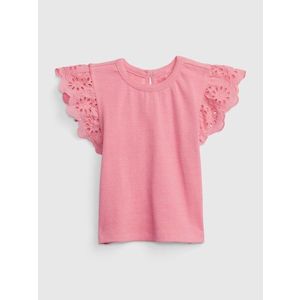 Růžové holčičí bavlněné tričko s volány GAP obraz