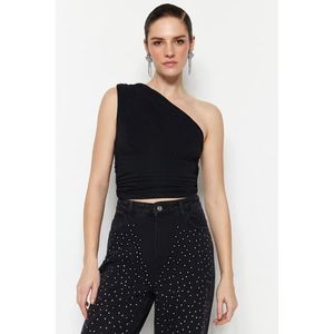 Trendyol Black Crop Lined Knitted Shimmer Bustier obraz