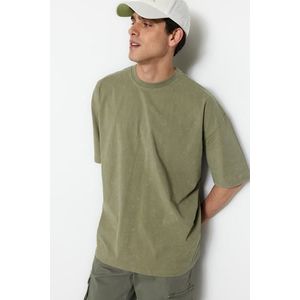 Trendyol Basic Oversize / Wide-Fit Krátký rukáv Wear / Vybledlý efekt 1 bavlněné tričko obraz