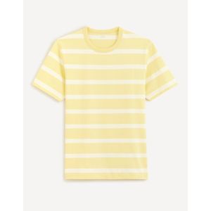 Žluté pánské pruhované tričko Celio Beboxar obraz
