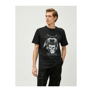 Koton Skull Print Tričko Krátký rukáv Posádky Bavlna obraz